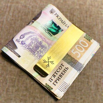 Зажим для купюр Грошовий Вихор - рунічний став ГЕБО та чотирьох ФЕХУ (сталь позолота) 4305430000016 фото