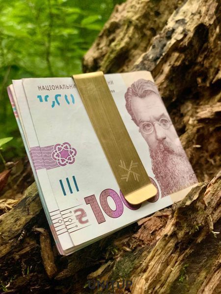 Зажим для купюр Грошовий Вихор - рунічний став ГЕБО та чотирьох ФЕХУ (сталь позолота) 4305430000016 фото