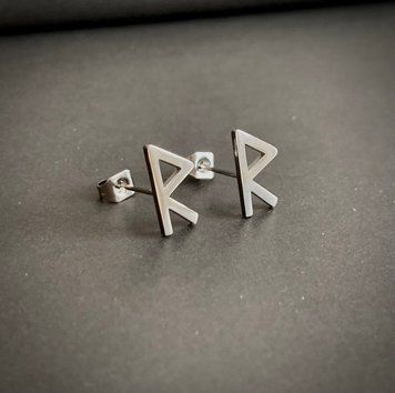 Серьги пусеты с руной РАЙДО (ᚱ) (развитие, движение, прогресс) 4275640000017 фото
